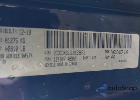 2020 Dodge Charger Sxt Rwd z USA, uszkodzony, nr VIN 2C3CDXBG1LH123671